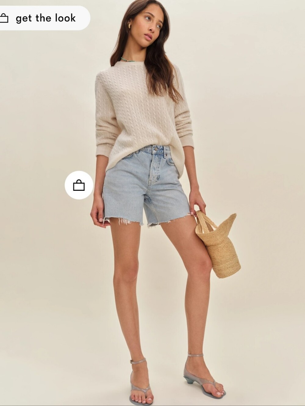 NWT Reformation Cashmere Boyfriend Sweater - Cream Cable - Small - Picture 5 of 12
